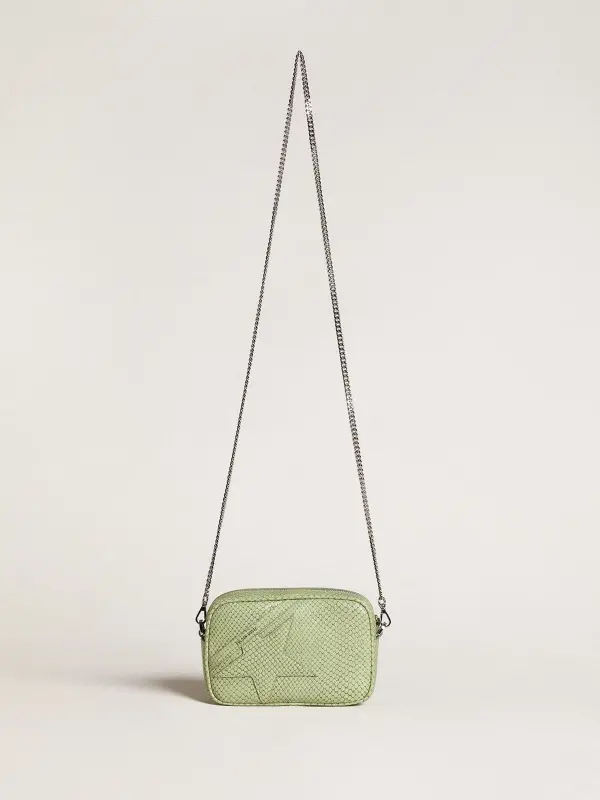 Mini Star Bag in light green snake-print leather online