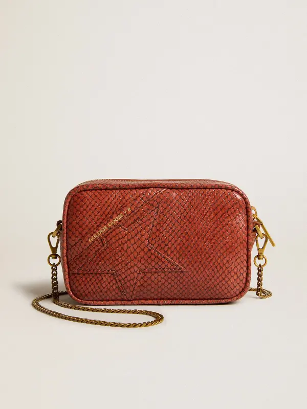 Mini Star Bag in rust-colored snake-print leather online