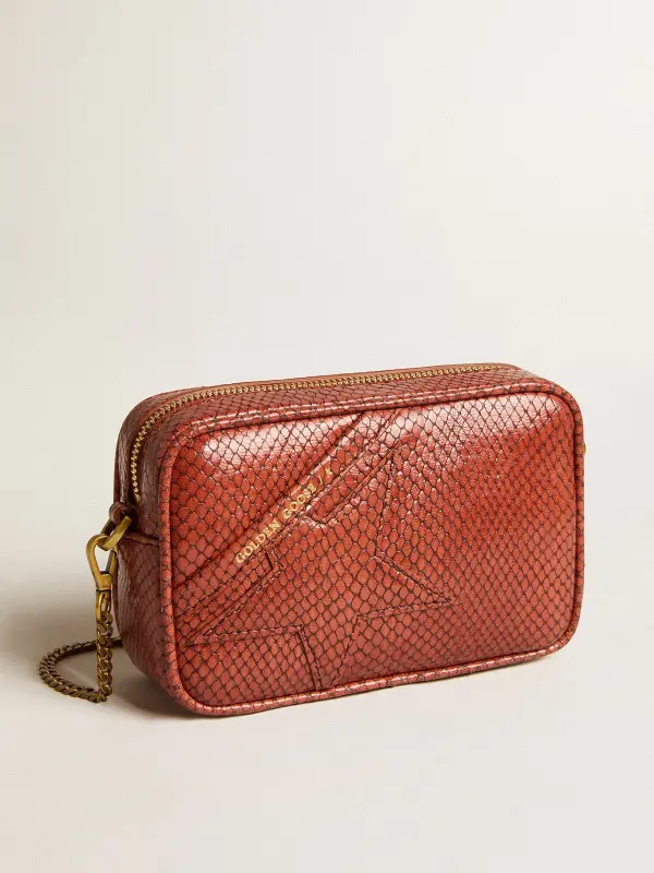 Mini Star Bag in rust-colored snake-print leather online