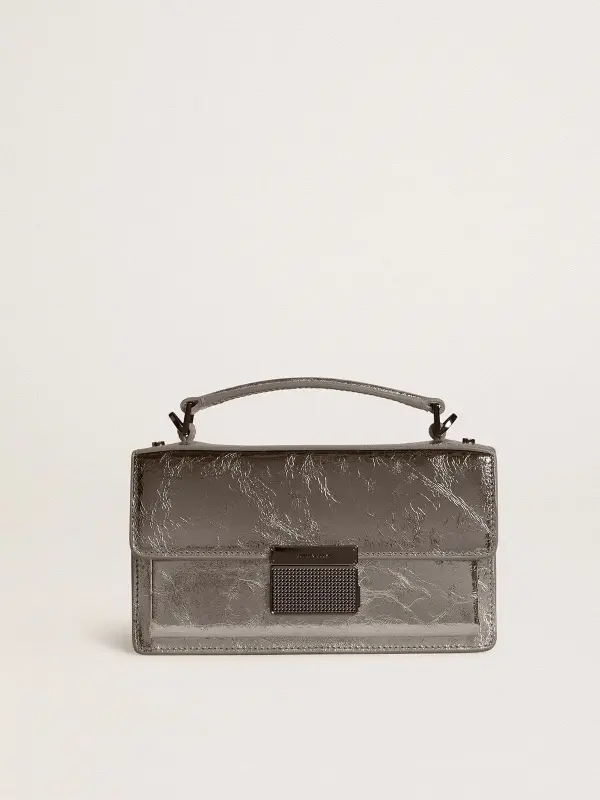 Small Venezia Bag in anthracite-gray metallic leather with black details online
