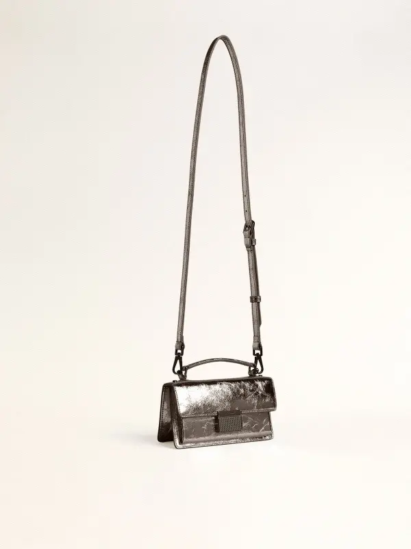 Small Venezia Bag in anthracite-gray metallic leather with black details online
