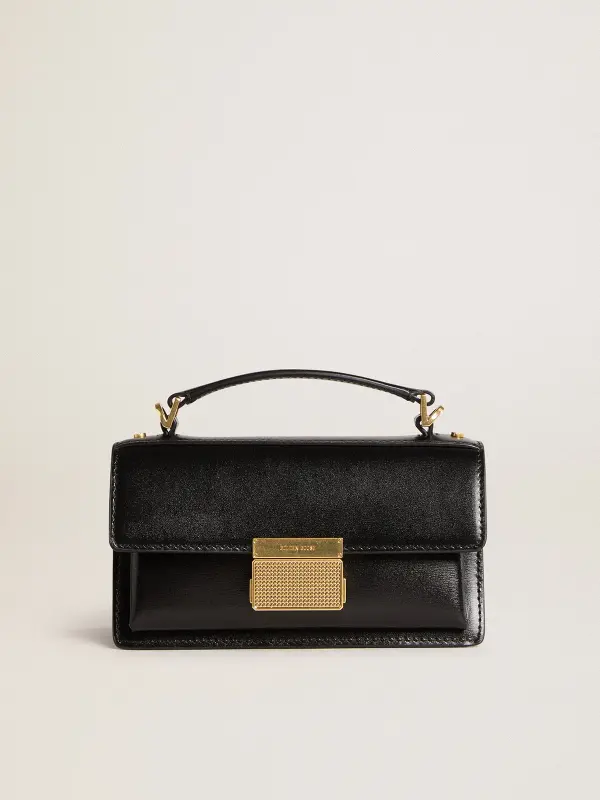 Small Venezia Bag in black boarded leather with gold details online