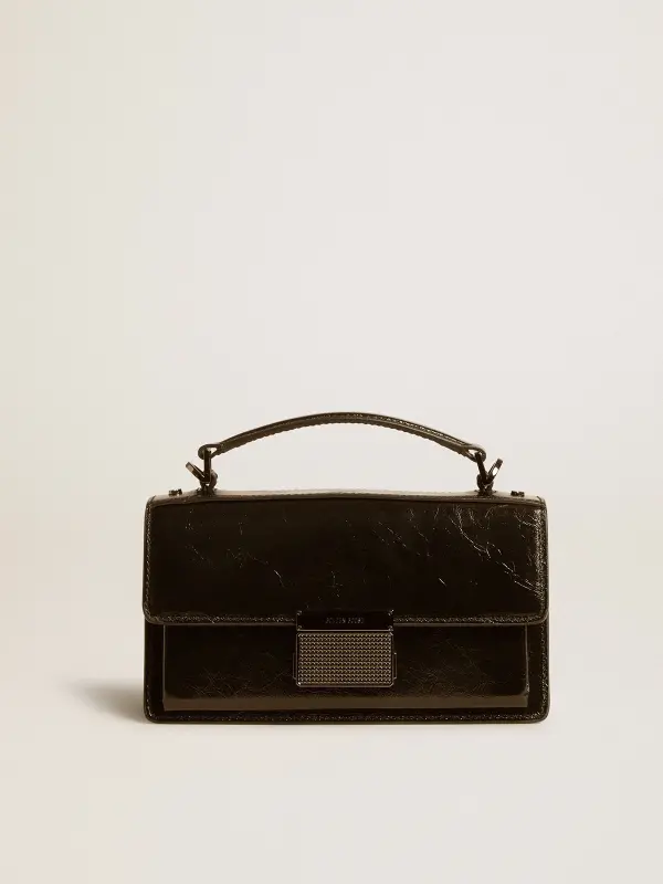 Small Venezia Bag in black metallic leather with black details online