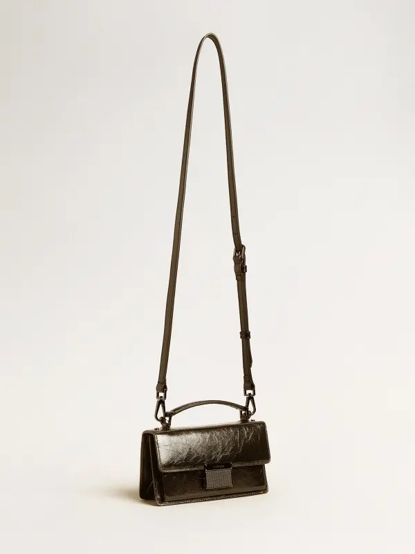 Small Venezia Bag in black metallic leather with black details online
