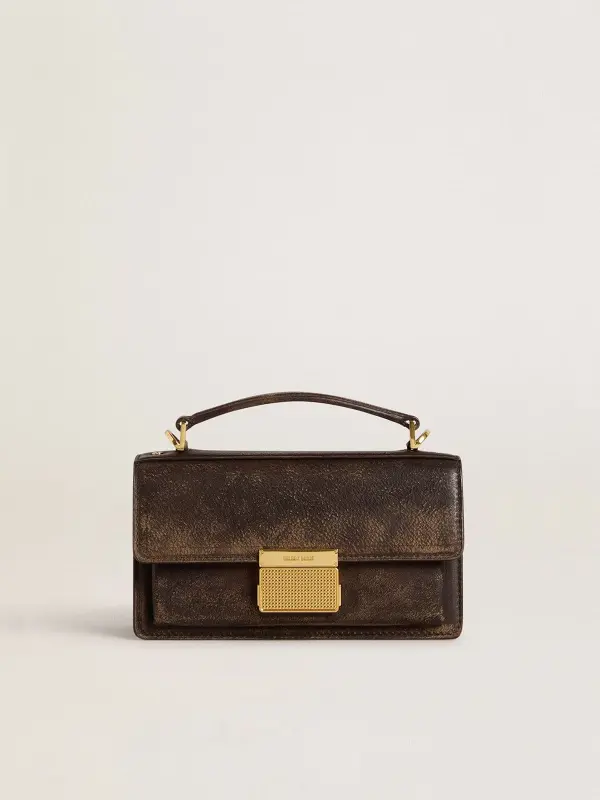 Small Venezia Bag in dark brown leather with gold buckle online