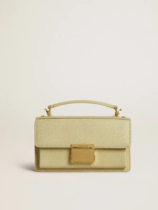 Small Venezia Bag in light green python-print leather with gold details online