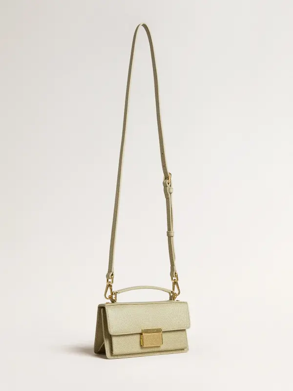Small Venezia Bag in light green python-print leather with gold details online
