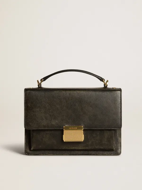 Venezia Bag in black distressed leather with gold details online