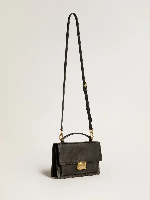 Venezia Bag in black distressed leather with gold details online