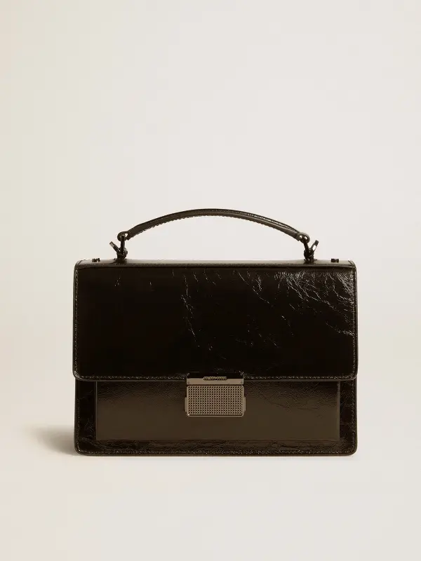 Venezia Bag in black metallic leather with black details online