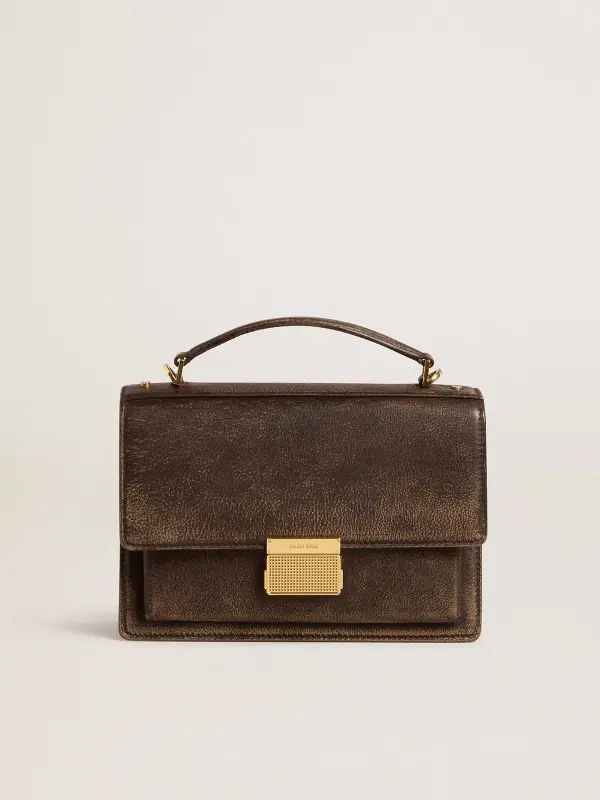 Venezia Bag in vintage dark brown embossed leather with gold details online