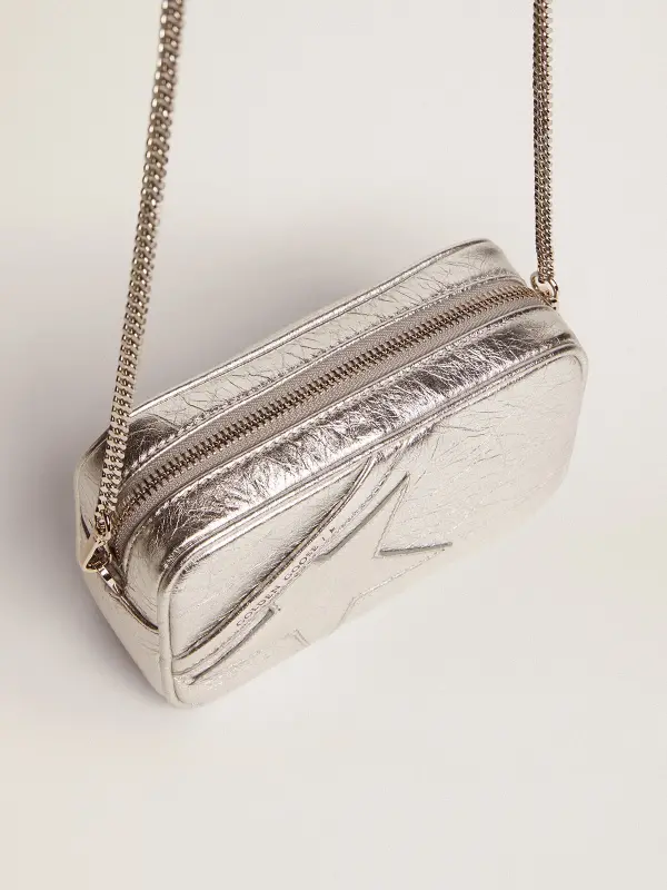Women’s Mini Star Bag in silver laminated leather with tone-on-tone star online