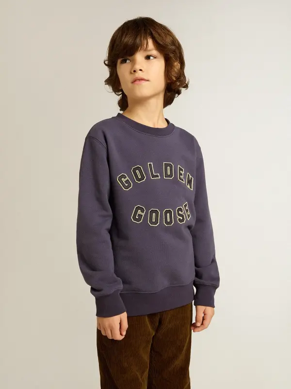 Blue-violet sweatshirt with Golden Goose lettering on the front online