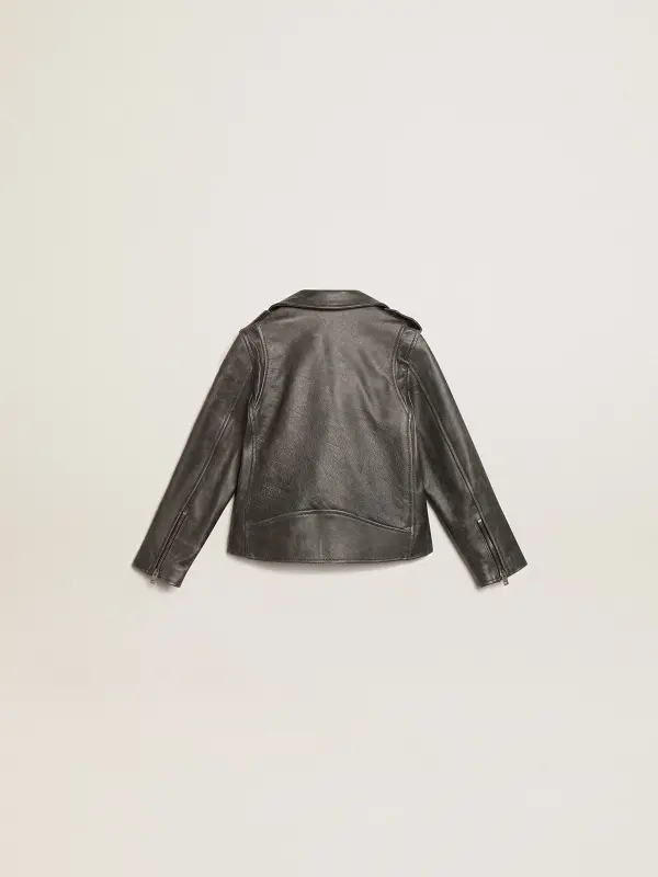 Boy’s biker jacket in distressed leather online