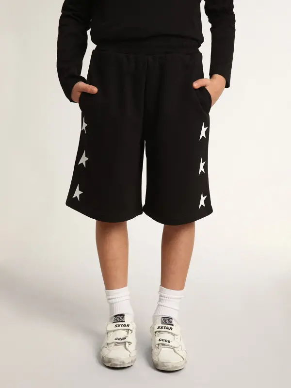 Boy’s black Bermuda shorts with white stars online