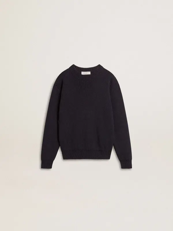 Boy’s blue crew-neck sweater with ‘Golden’ lettering on the back online