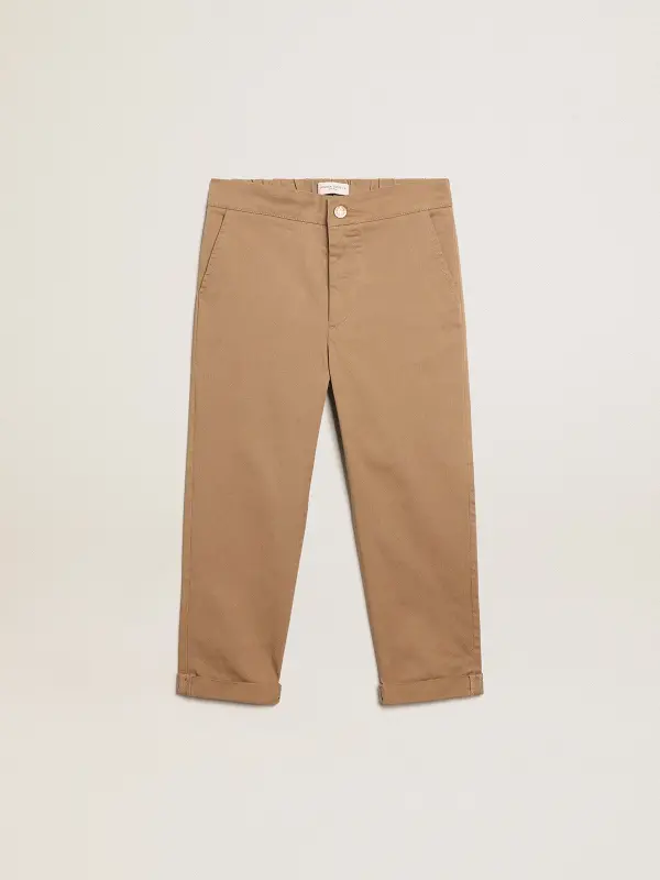 Boy’s chinos in caramel cotton online