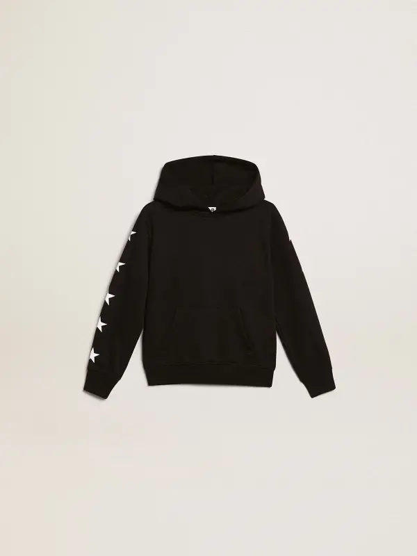 Boy’s hooded sweatshirt in black with contrasting white stars online