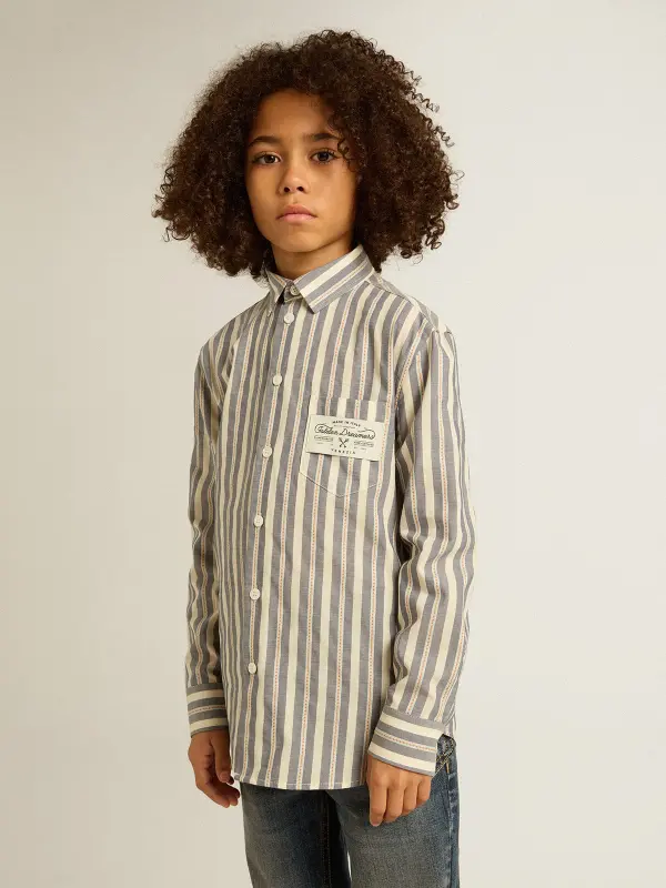 Boy’s striped shirt with Golden Dreamers detail on the pocket online