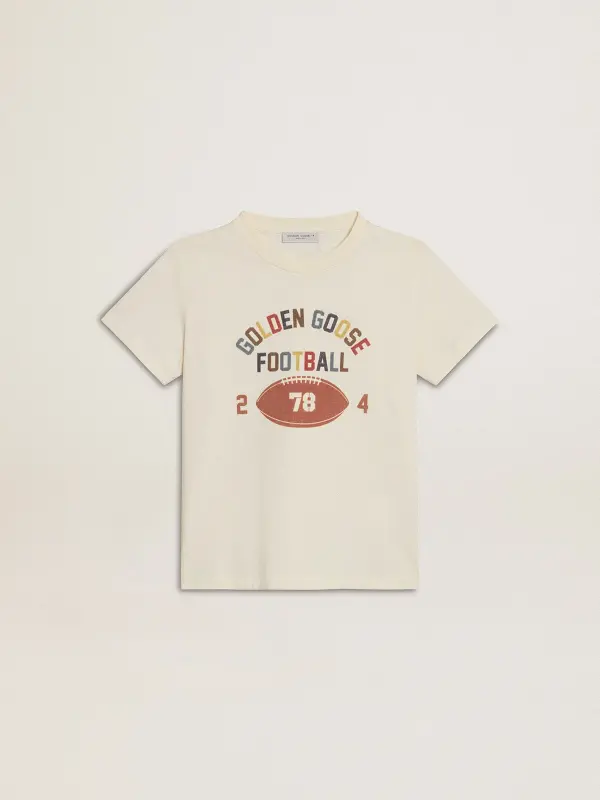 Boy’s T-shirt in worn white with multicolor lettering online