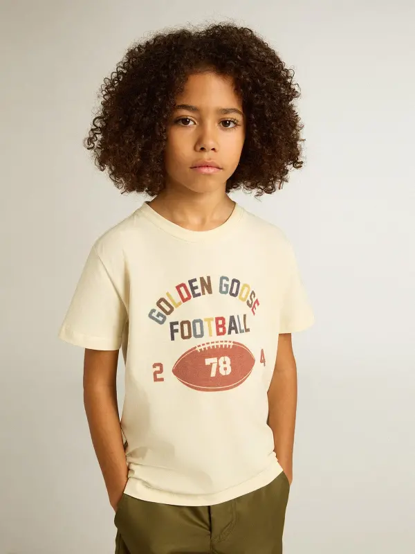 Boy’s T-shirt in worn white with multicolor lettering online