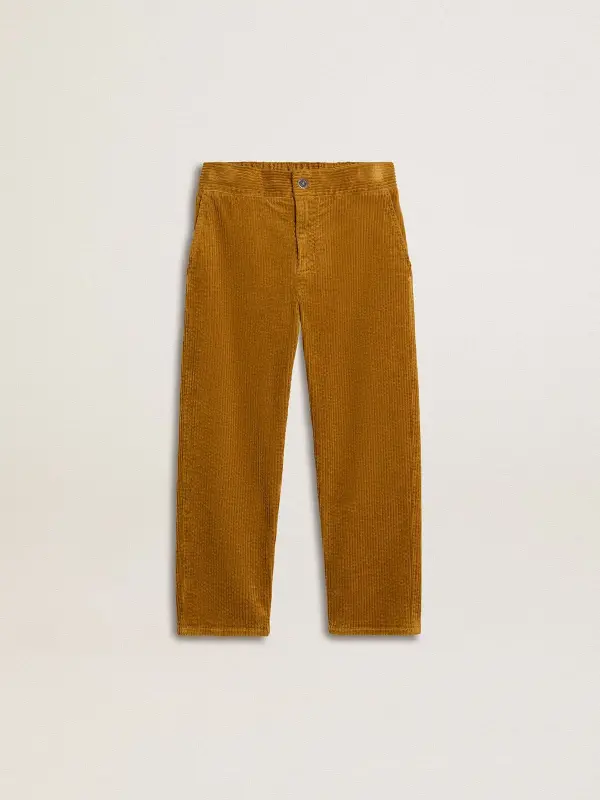 Boy’s tobacco-colored chino pants with embroidery online