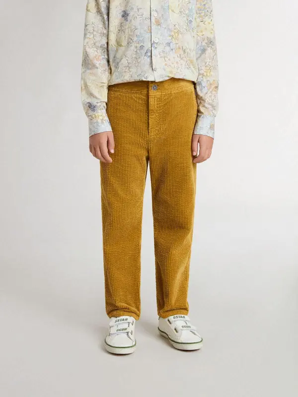 Boy’s tobacco-colored chino pants with embroidery online