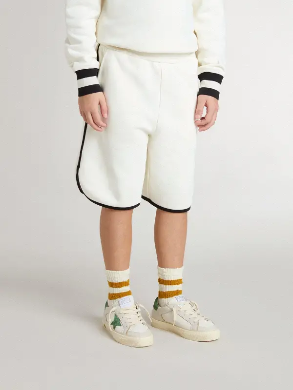 Boy’s white shorts with embroidered logo online