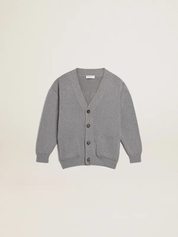 Gray cotton cardigan with logo on the back online