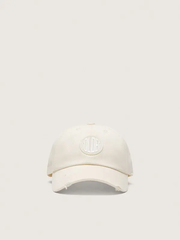Journey baseball cap in white cotton twill with patch and Golden Goose embroidery online