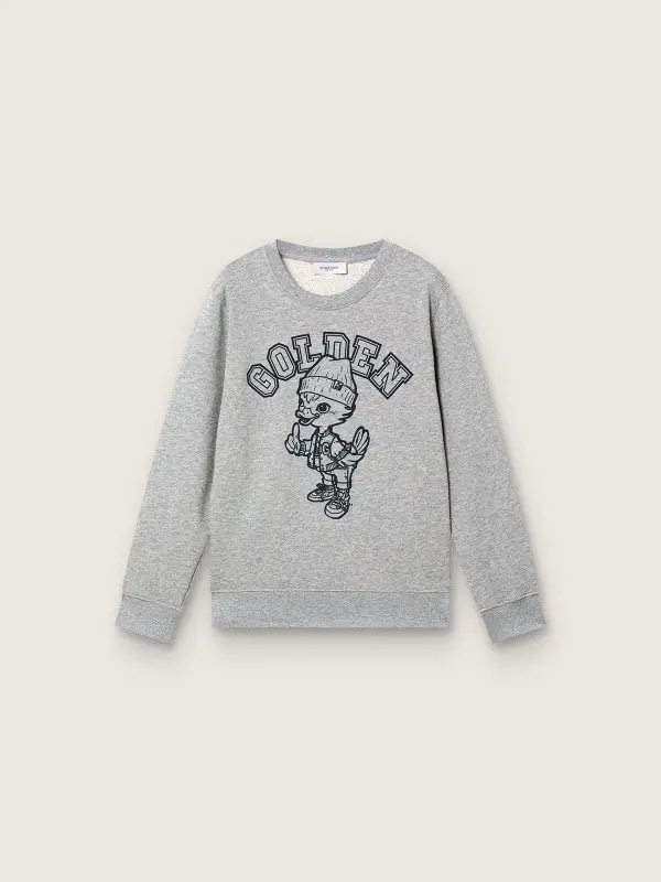 Journey crew neck sweatshirt for boys in gray melange cotton with mascot print online