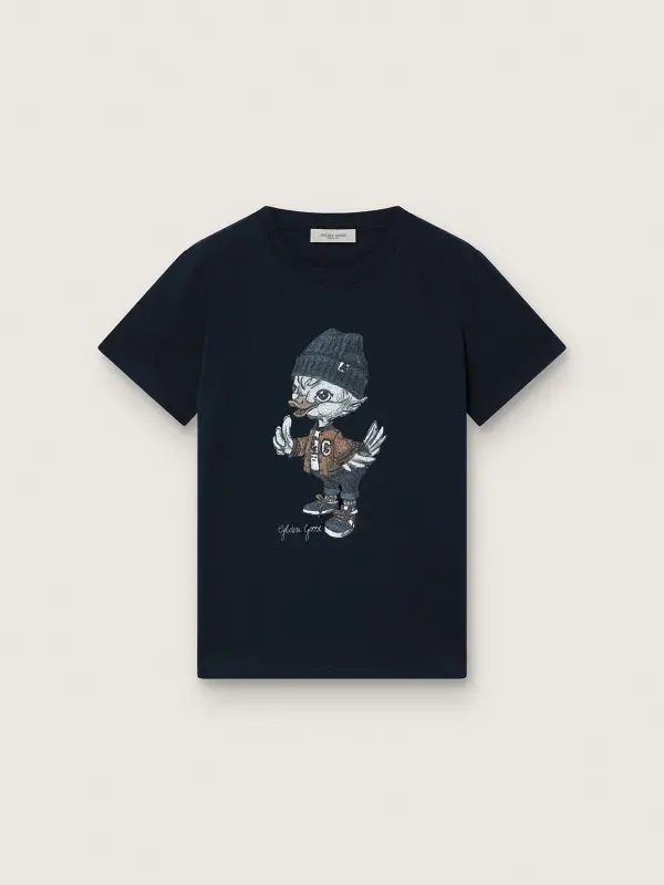 Journey T-shirt for boys in blue cotton jersey with digital mascot print online