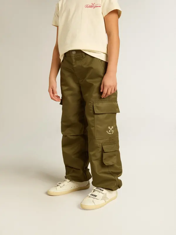 Kids cargo pants in military green online