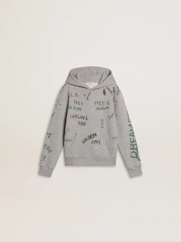 Kid’s gray sweatshirt with multicolor printed lettering online