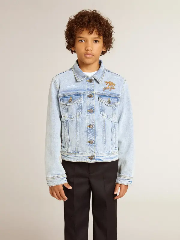 Light denim jacket with embroidery online