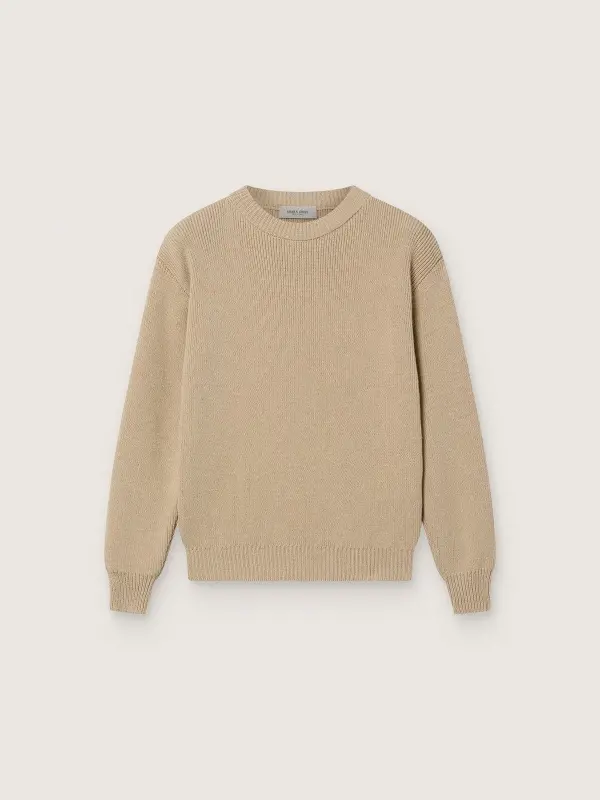 Unisex Golden beige ribbed sweater for kids with logo on the back online