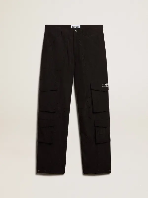 Black-colored ripstop nylon cargo pants online