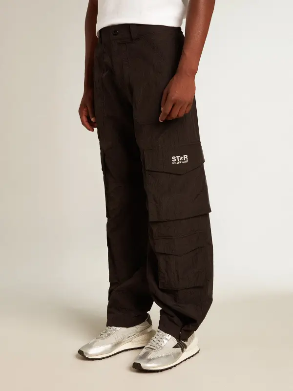 Black-colored ripstop nylon cargo pants online