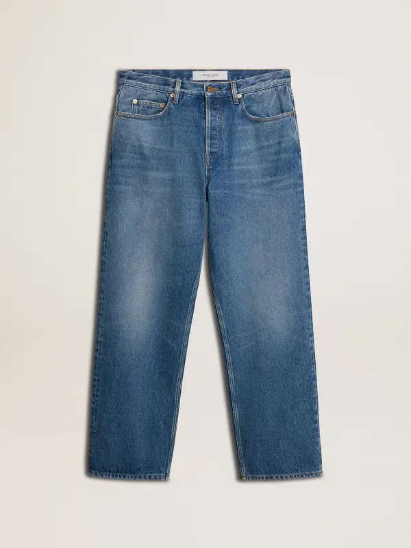 Blue medium wash loose jeans online