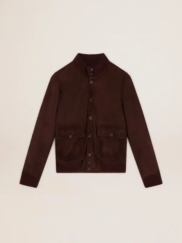 Golden Collection flight jacket in dark brown suede online