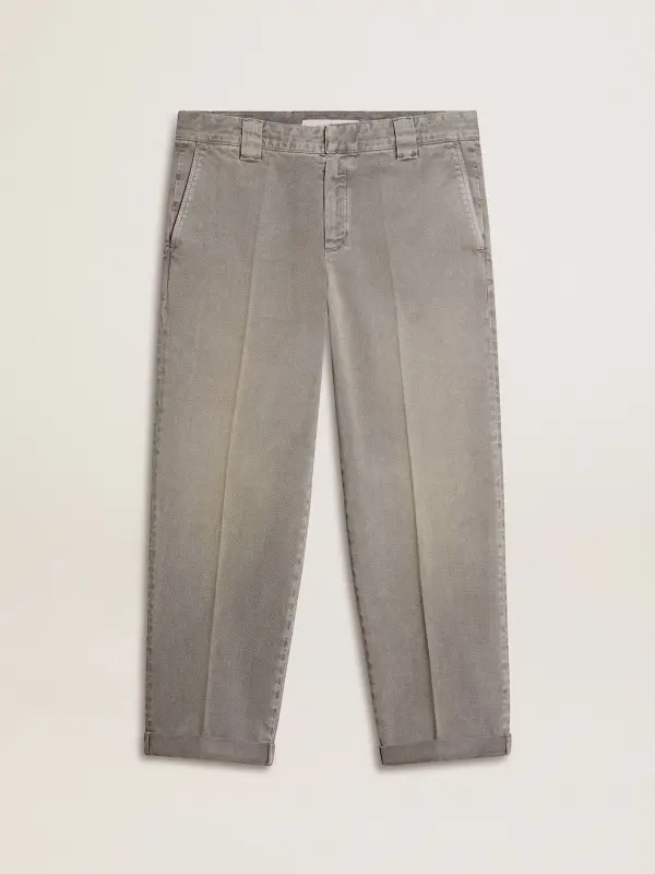Gray-colored cotton chino pants online