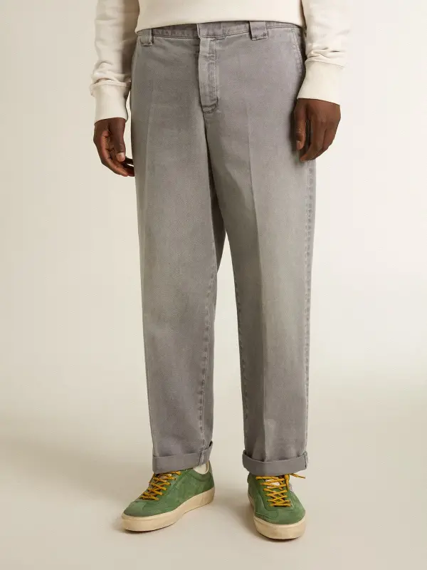 Gray-colored cotton chino pants online