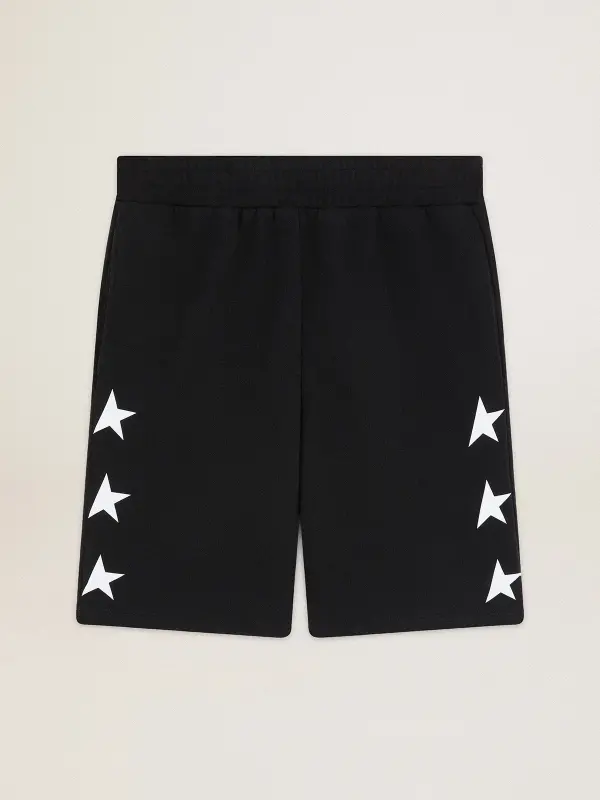Men’s black bermuda shorts with white stars online