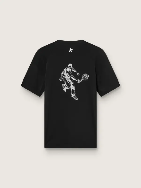 Men’s black sports T-shirt with print on the back online