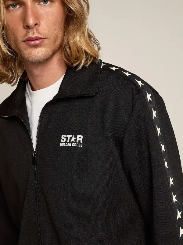 Men’s black zipped sweatshirt with white stars online