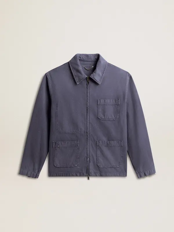 Men’s blue jacket in denim cotton with distressed treatment online