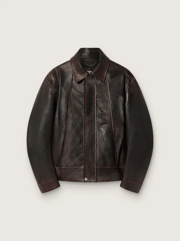 Men’s bomber jacket in burgundy nappa leather online