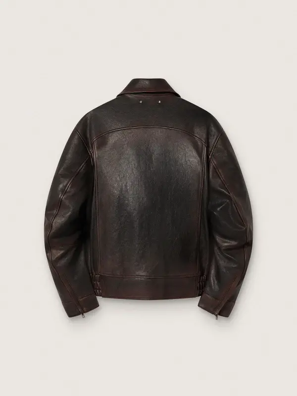 Men’s bomber jacket in burgundy nappa leather online