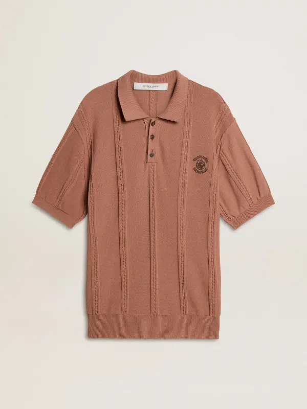 Men’s brick-colored polo with embroidered logo. online