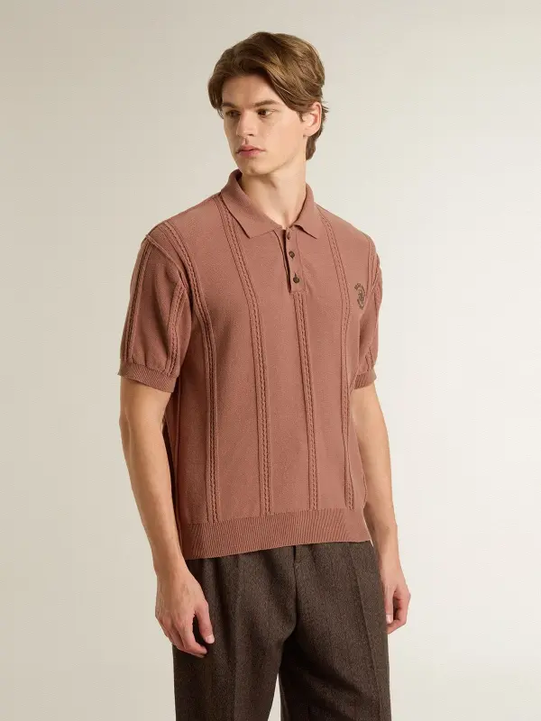 Men’s brick-colored polo with embroidered logo. online